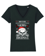 Merry Bikemas Born To Ride Tricou mânecă scurtă guler V Damă Evoker