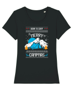 Merry Campmas Born To Camp Tricou mânecă scurtă guler larg fitted Damă Expresser