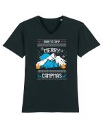Merry Campmas Born To Camp Tricou mânecă scurtă guler V Bărbat Presenter
