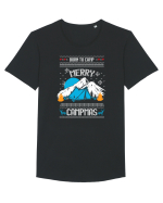 Merry Campmas Born To Camp Tricou mânecă scurtă guler larg Bărbat Skater
