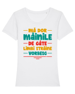 Mă dor mâinile de câte limbi străine vorbesc - V2 Tricou mânecă scurtă guler larg fitted Damă Expresser