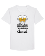 Sittin' Here Drinking Beer Talking God Amen Tricou mânecă scurtă guler larg Bărbat Skater