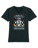 Merry Christmas Born To Fire Tricou mânecă scurtă guler V Bărbat Presenter