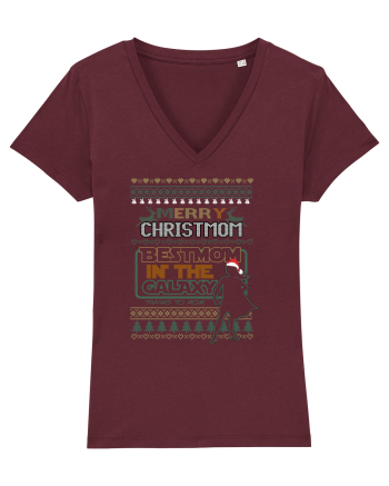 Merry Christmom Best Mom In Galaxy Burgundy