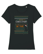 Merry Christmom Best Mom In Galaxy Tricou mânecă scurtă guler larg fitted Damă Expresser