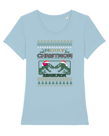 Merry Christmom Jurassic Mom Sky Blue