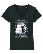 Merry Climbmas Born To Climb Tricou mânecă scurtă guler V Damă Evoker