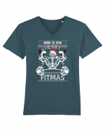 Merry Fitmas Born To Gym Tricou mânecă scurtă guler V Bărbat Presenter