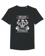 Merry Fitmas Born To Gym Tricou mânecă scurtă guler larg Bărbat Skater