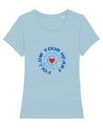 BE YOUR HEART Tricou mânecă scurtă guler larg fitted Damă Expresser