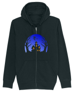 Halloween Blue Moon Scary House Hanorac cu fermoar Unisex Connector