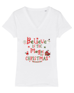 Believe In The Magic Of Christmas Tricou mânecă scurtă guler V Damă Evoker