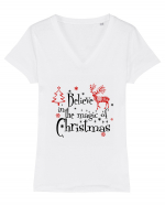 Believe In The Magic Of Christmas Tricou mânecă scurtă guler V Damă Evoker