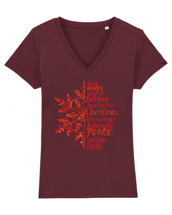Christmas Blessing Words Burgundy