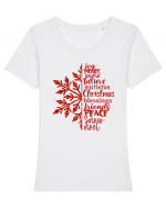 Christmas Blessing Words Tricou mânecă scurtă guler larg fitted Damă Expresser