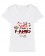 Dear Santa... Sorry! Tricou mânecă scurtă guler V Damă Evoker