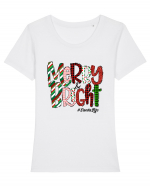 Merry & Bright Tricou mânecă scurtă guler larg fitted Damă Expresser