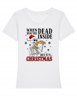 When You're Dead Inside But It's Christmas Tricou mânecă scurtă guler larg fitted Damă Expresser