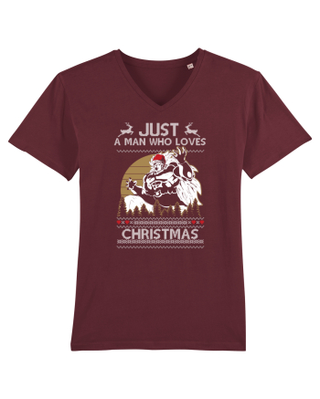 Just A Man Who Loves Christmas Burgundy