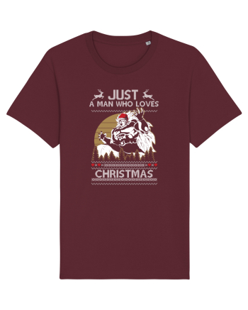 Just A Man Who Loves Christmas Burgundy