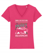 Merry Bearmom Thanks for Everything Tricou mânecă scurtă guler V Damă Evoker