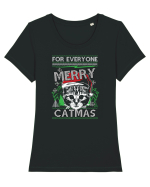 Merry Catmas Tricou mânecă scurtă guler larg fitted Damă Expresser