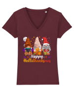 Happy Hallothanksmas Tricou mânecă scurtă guler V Damă Evoker