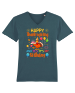 Happy Thanksgiving And Yes It's My Birthday Tricou mânecă scurtă guler V Bărbat Presenter