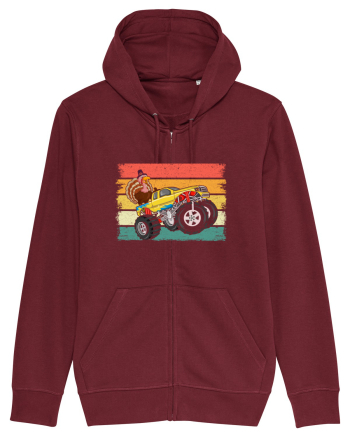Kids Monster Truck Turkey Sunset Retro Burgundy
