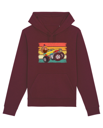 Kids Monster Truck Turkey Sunset Retro Burgundy