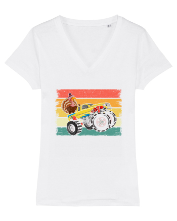 Kids Monster Truck Turkey Sunset Retro White