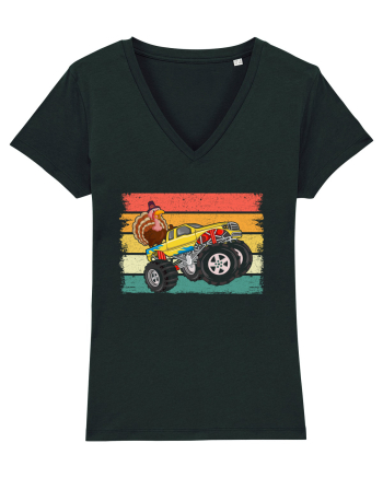 Kids Monster Truck Turkey Sunset Retro Black