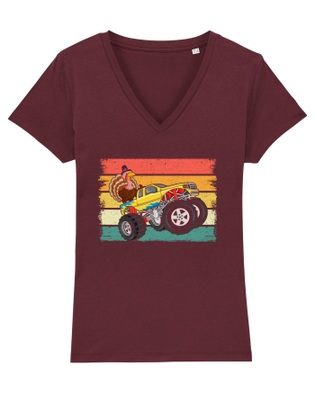 Kids Monster Truck Turkey Sunset Retro Burgundy