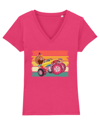 Kids Monster Truck Turkey Sunset Retro Raspberry