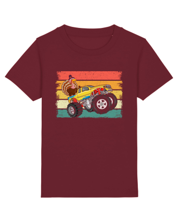 Kids Monster Truck Turkey Sunset Retro Burgundy