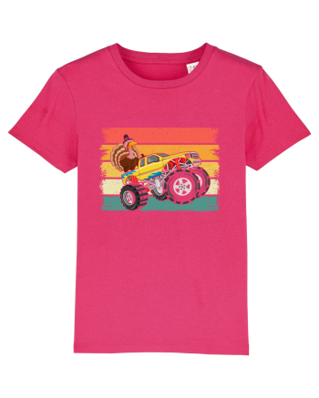 Kids Monster Truck Turkey Sunset Retro Raspberry