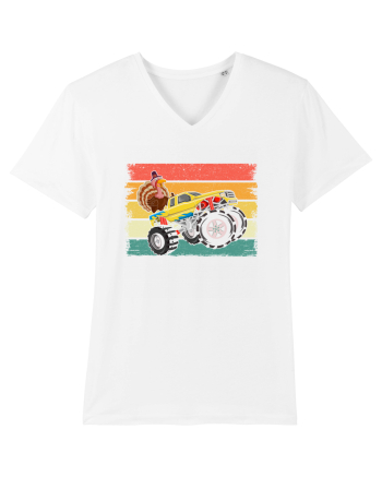 Kids Monster Truck Turkey Sunset Retro White