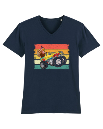 Kids Monster Truck Turkey Sunset Retro French Navy