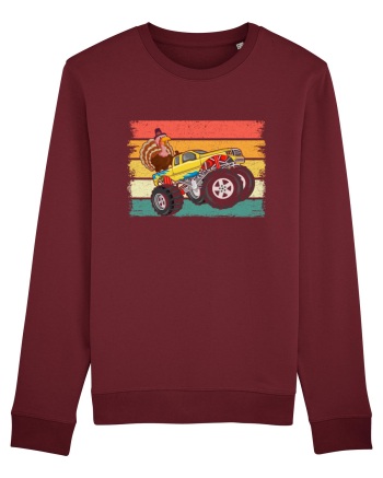 Kids Monster Truck Turkey Sunset Retro Burgundy