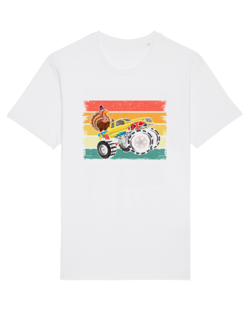 Kids Monster Truck Turkey Sunset Retro White