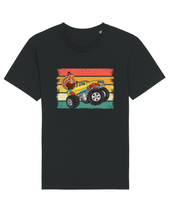Kids Monster Truck Turkey Sunset Retro Black