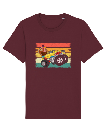 Kids Monster Truck Turkey Sunset Retro Burgundy