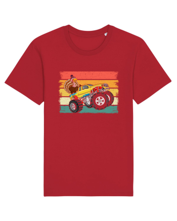 Kids Monster Truck Turkey Sunset Retro Red