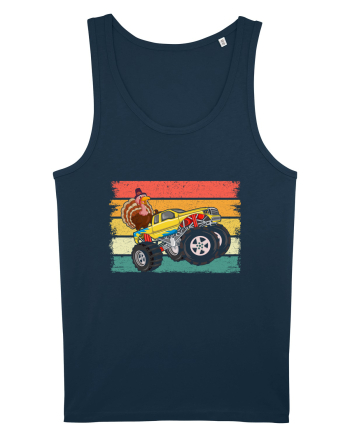 Kids Monster Truck Turkey Sunset Retro Navy