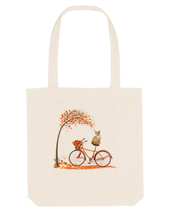 Retro Bicycle Cat Autumn Leaves Fall Thanksgiving Natural