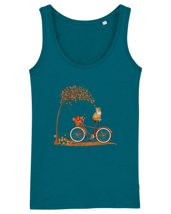 Retro Bicycle Cat Autumn Leaves Fall Thanksgiving Ocean Depth