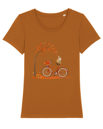 Retro Bicycle Cat Autumn Leaves Fall Thanksgiving Roasted Orange
