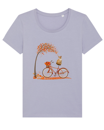 Retro Bicycle Cat Autumn Leaves Fall Thanksgiving Lavender
