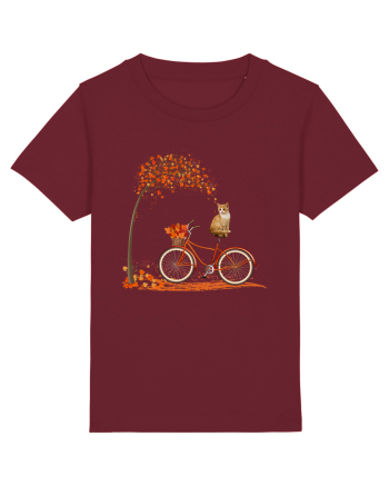 Retro Bicycle Cat Autumn Leaves Fall Thanksgiving Burgundy