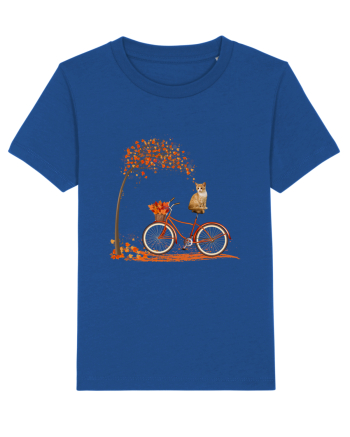 Retro Bicycle Cat Autumn Leaves Fall Thanksgiving Majorelle Blue